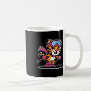 Caneca De Café Tigre Fofo Esquiar Óculos Cor-de-Rosa Aventura de
