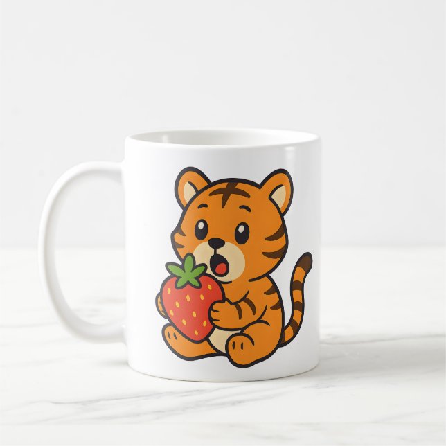 Caneca De Café Tigre-Grito Eatingindo Mug de Morango Adorável Dri (Esquerda)
