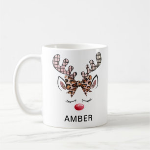 Caneca De Café Tigre Impressão Laço Xadrez Galhadas Rena