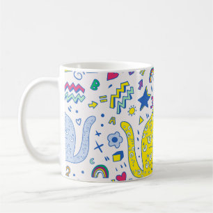 Caneca De Café Tigre infantil e padrão arco-íris