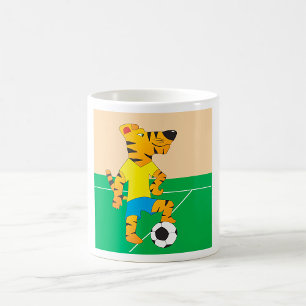 Caneca De Café Tigre Jogando Futebol
