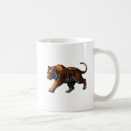 Caneca De Café Tigre majestueux en pixel art.
