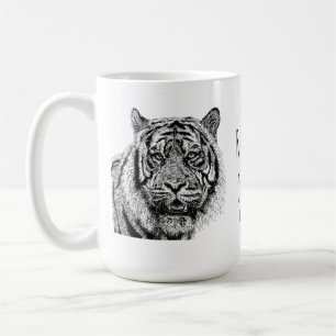 Caneca De Café Tigre Monograma Preto e Branco Dito