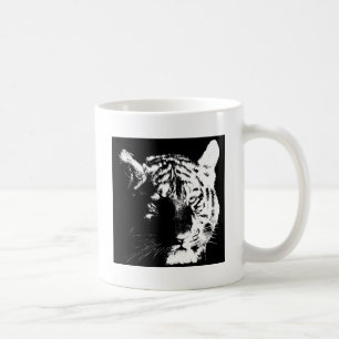Caneca De Café Tigre Pop de Arte Preto e Branco