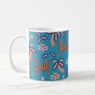 Caneca De Café tigre retrógrado vintage, palmeira, maruca