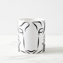 Caneca De Café Tigre Tribal Negro e Branco