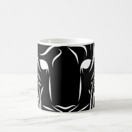 Caneca De Café Tigre Tribal Negro e Branco