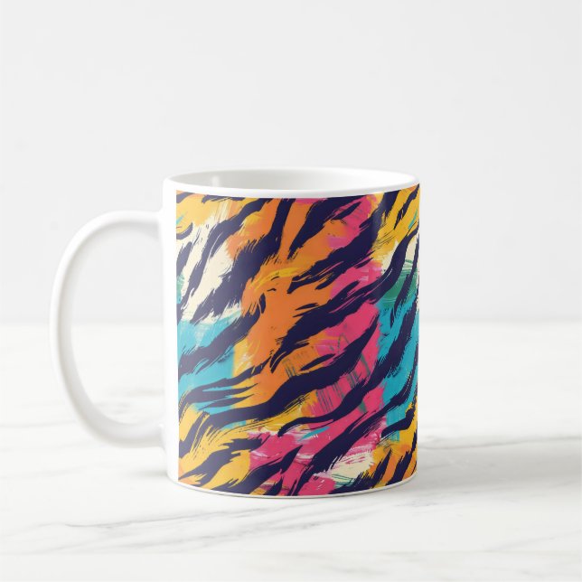 Caneca De Café Tigres Coloridos (Esquerda)