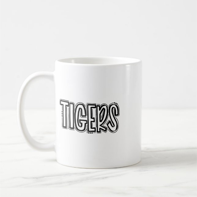 Caneca De Café Tigres Desperta Espírito Escolar Laranja Pé Preto  (Esquerda)