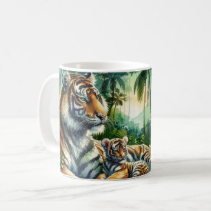 Caneca De Café Tigres em uma Pintura de Aquarela Lush
