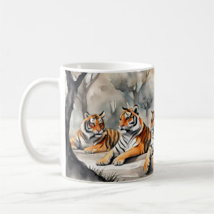 Caneca De Café Tigres na Coluna de Água do Resto