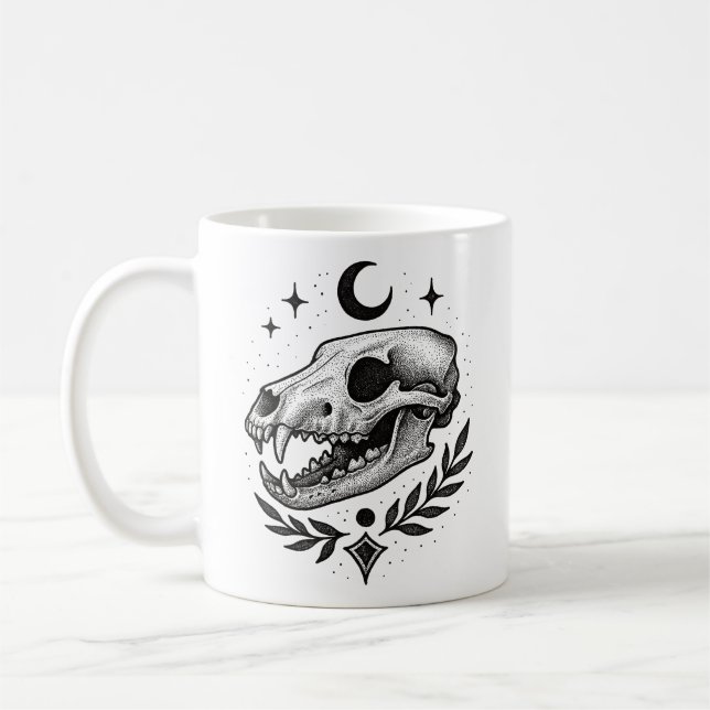 Caneca De Café Tilacina Crânio - Design inspirado na tatuagem (Esquerda)