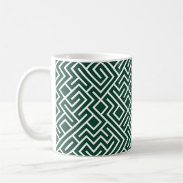 Caneca De Café Tiled Lines Generative (Dark Green Fill) Unique