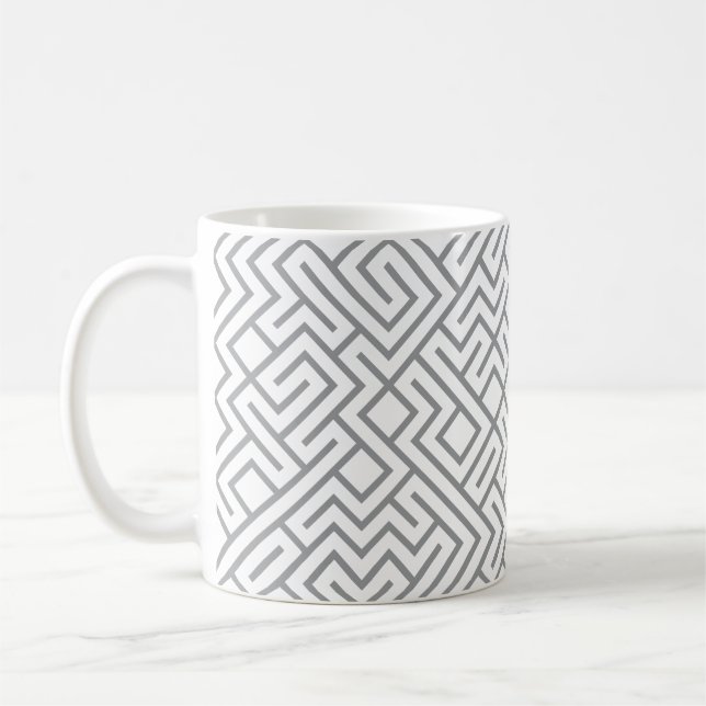 Caneca De Café Tiled Lines Generative (Grey Line) Unique (Esquerda)