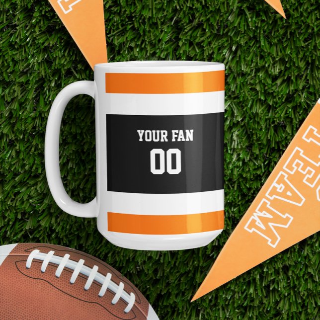 Caneca De Café Time de Futebol Personalizado Preto, Laranja e Bra (Criador carregado)