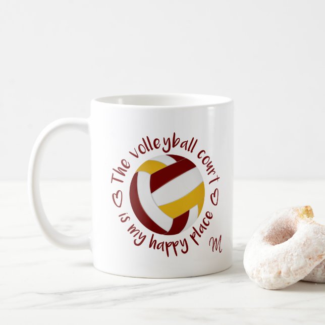 Caneca De Café time de ouro de marrom colorido lugar feliz de vôl (Com Donut)