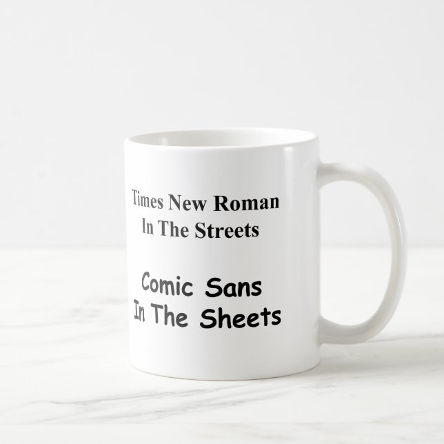 Caneca De Café Times New Roman nas Ruas, Comic Sans.... (Direita)