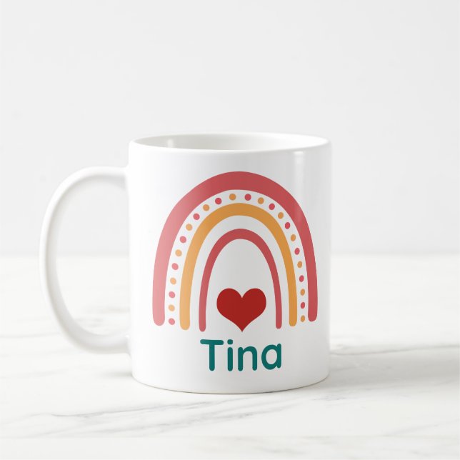 Caneca De Café Tina Vintage Boho Rainbow (Esquerda)