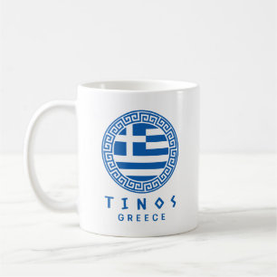 Caneca De Café Tinos E Bandeira Da Grécia