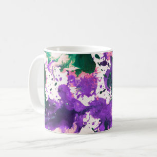 Caneca De Café Tinta Abstrato verde e roxa de proteção colorida