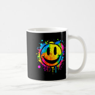Caneca De Café Tinta Bonita Salpico Feliz Sorriso Rosto 70s Tie D