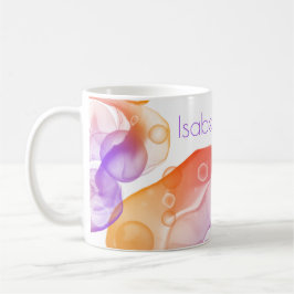 Caneca De Café Tinta de Álcool Moderna Laranja Roxo NOME Colorido