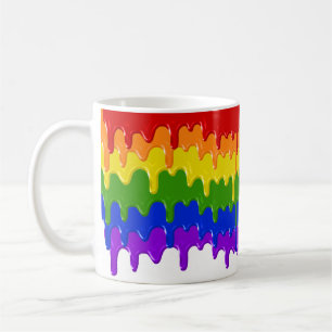 Caneca De Café Tinta de Lodo Arco-íris Pingos Coloridos