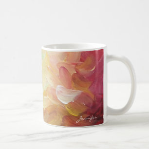 Caneca De Café Tinta de óleo de Ouro Vermelho Personalizado Moder