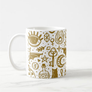 Caneca De Café Tinta de ouro de Halloween, padrão de silhueta sem
