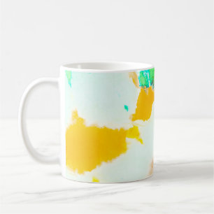 Caneca De Café Tinta Grungy Laranja. Tie Dye Impressão. Colorful