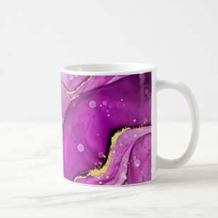 Caneca De Café Tinta Líquida Dourada, Azul Fumê e Roxo Vermelho