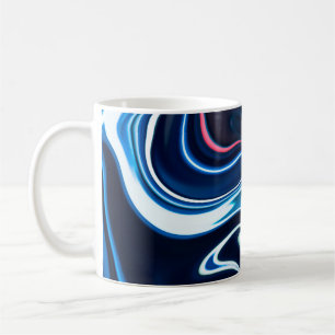Caneca De Café Tinta mágica colorida. Textura de padrão de mármor