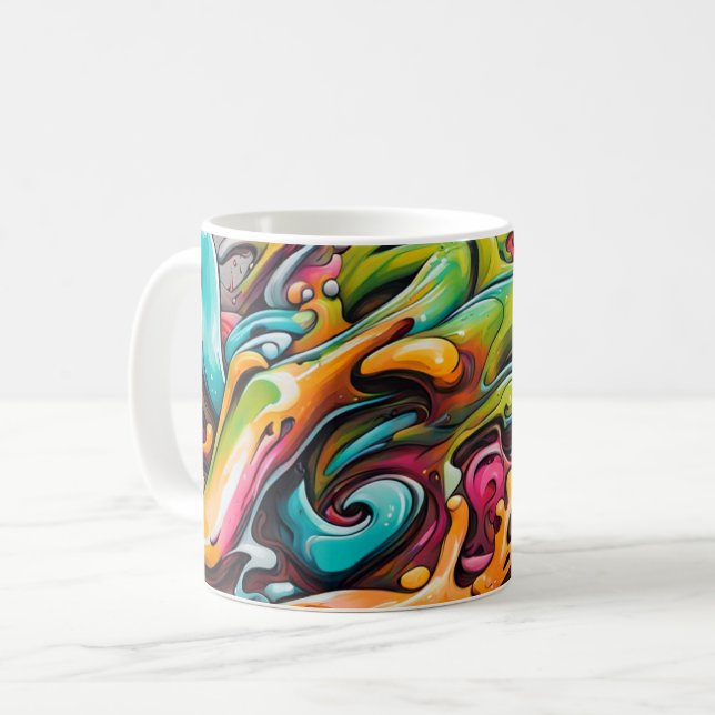Caneca De Café Tinta psicodélica (Frente Esquerda)