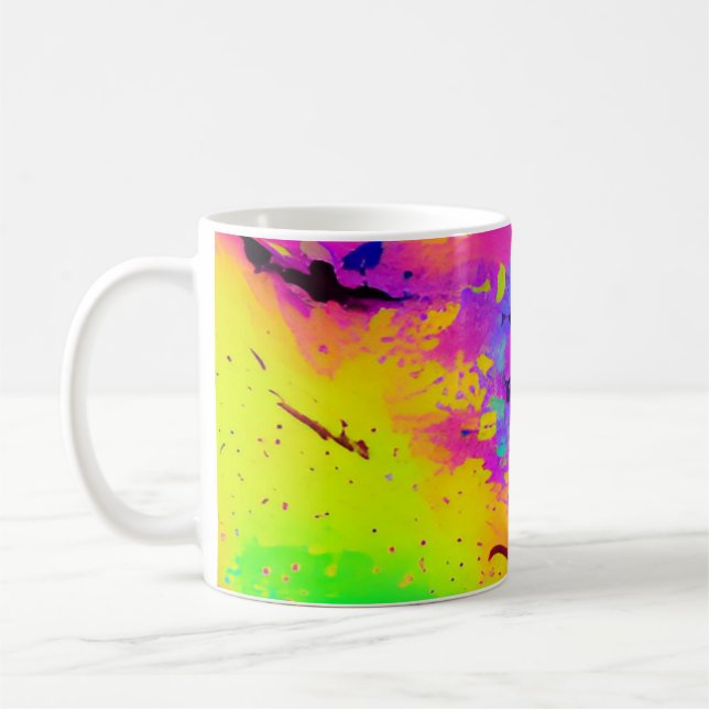 Caneca De Café Tinta Rosa E Mais Abstrato (Esquerda)