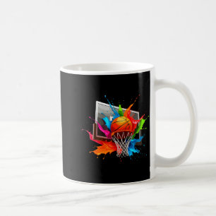 Caneca De Café Tintas Coloridas Mínimas Salpicos Bola de Basquete