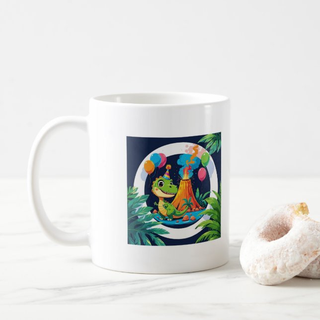 Caneca De Café Tiny but Mighty – Editable Dinosaur Mug (Com Donut)