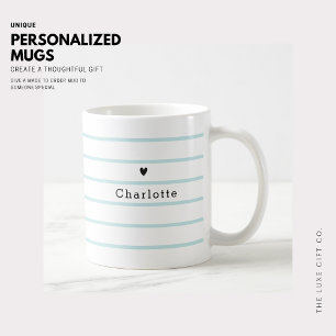 Caneca De Café Tiny Heart Stripe Monograma Café Tea Mug