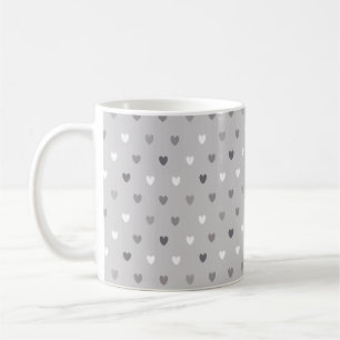 Caneca De Café Tiny polka coração em tons de cinza