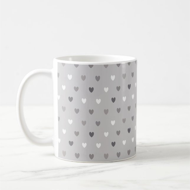 Caneca De Café Tiny polka coração em tons de cinza (Esquerda)
