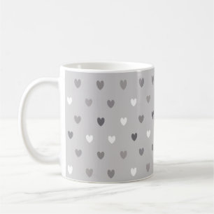 Caneca De Café Tiny polka coração em tons de cinza