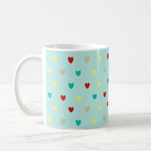 Caneca De Café Tiny polka corações em verde-marinho