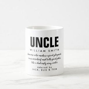 Caneca De Café Tio Citação Moderno Preto e Branco