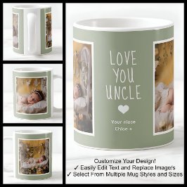 Caneca De Café Tio Love You Fotos Modern Soft Green C22 White