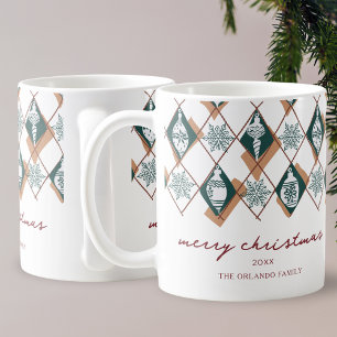Caneca De Café Típica de Natal Moderno, Vermelho Verde