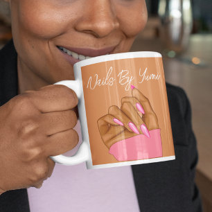 Caneca De Café Típica elegante Unhas rosa-quente Salão de beleza