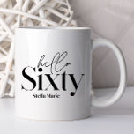 Caneca De Café Típica mínima moderna — 60 anos<br><div class="desc">Moderna e mínima tipografia: simples caneca de 60 anos,  preto e branco. Parte de uma coleção contemporânea.</div>