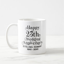 Caneca De Café Típica Negra de 25 de Feliz Aniversário