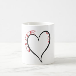 Caneca De Café Tipo de letra vermelho de coração negro bonito, ma