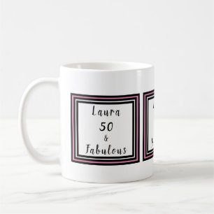 Caneca De Café Tipografia 50 e fabulosa Personaliza Preto Rosa