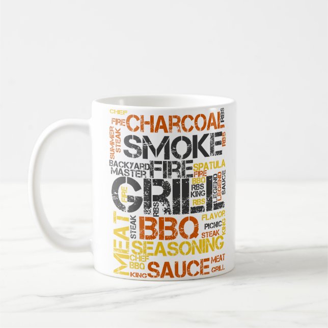 Caneca De Café Tipografia BBQ Grill Master (Esquerda)